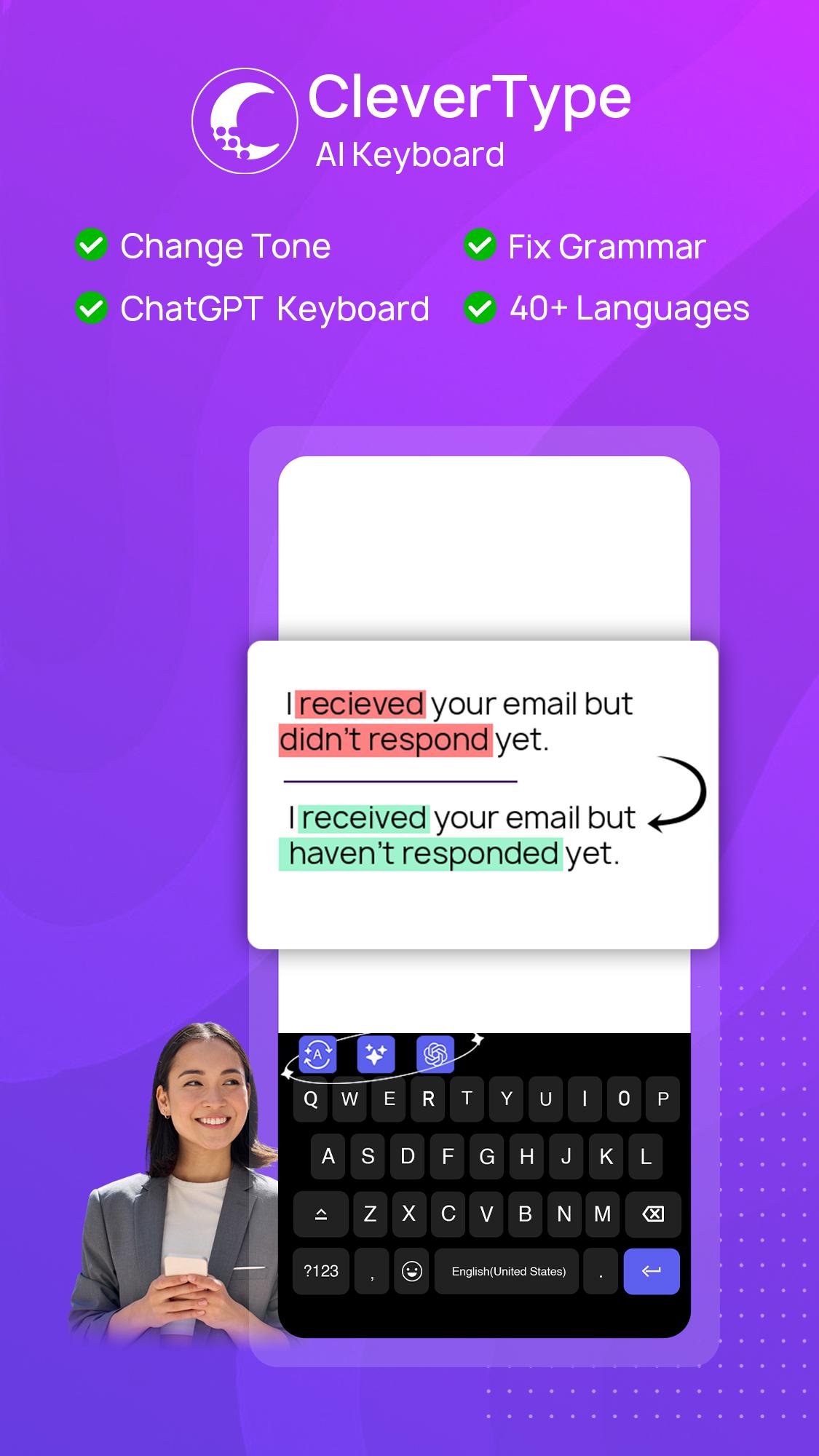  تحميل تطبيق CleverType AI Keyboard